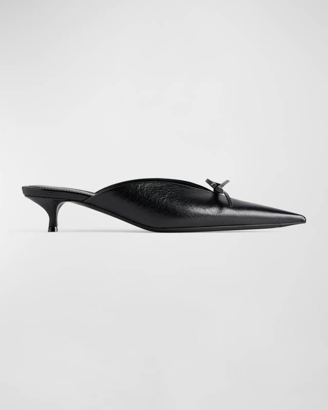 Knife Leather Bow Mule Pumps